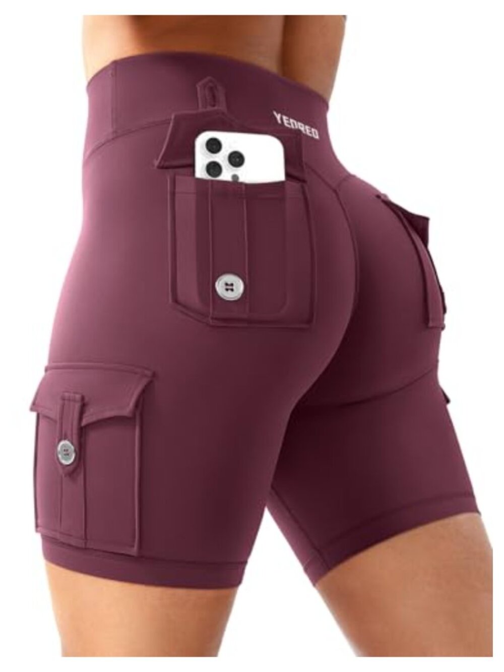 Workout Cargo Biker Shorts High Rise Compression Squat Proof Gym